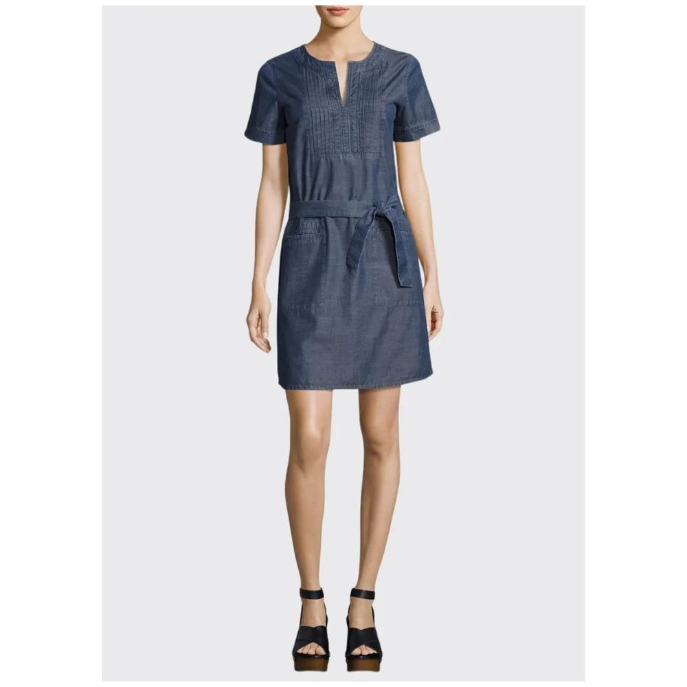 A.P.C. Indigo Cotton Italian Chambray Denim Tie-Front Jess Dress sz 34/XS Womens - Picture 6 of 16